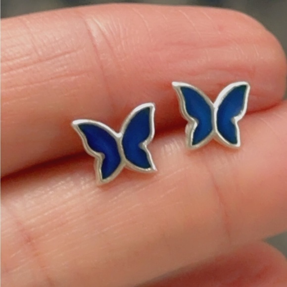 Sterling Silver Small Stud Mood Earrings - Picture 4 of 11